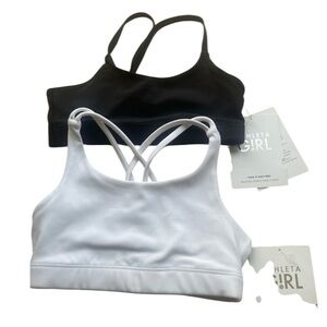 Athleta Girl Kids Sports Bra Set XS 6 Take It Easy & Upbeat Bra 2.0 NWT
